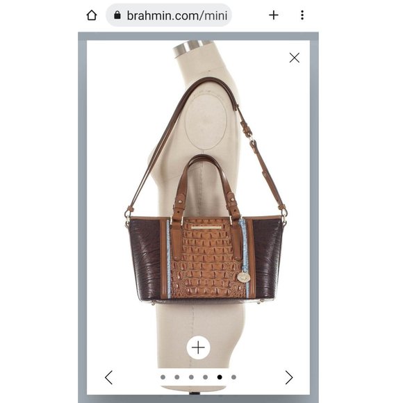Brahmin Mini Asher Satchel & Ady Wallet. Toasted Almond Garrone Embossed Leather - Picture 3 of 16